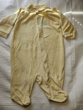 Yellow Baby Footed One-Piece Sleepsuit with ABC Blocks